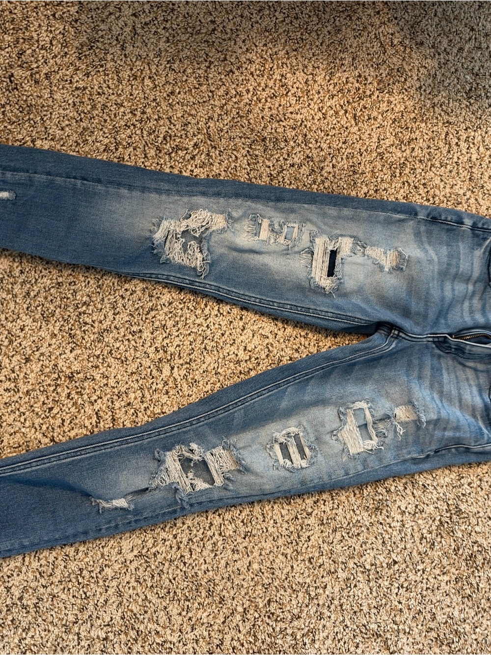 KanCan Women's Skinny Distressed Light Blue Jeans